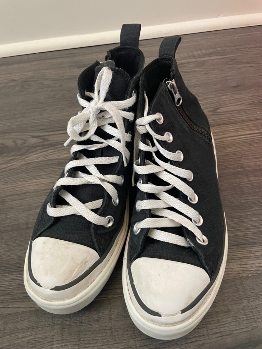 Converse Black Canvas High-Top Sneakers with White Laces